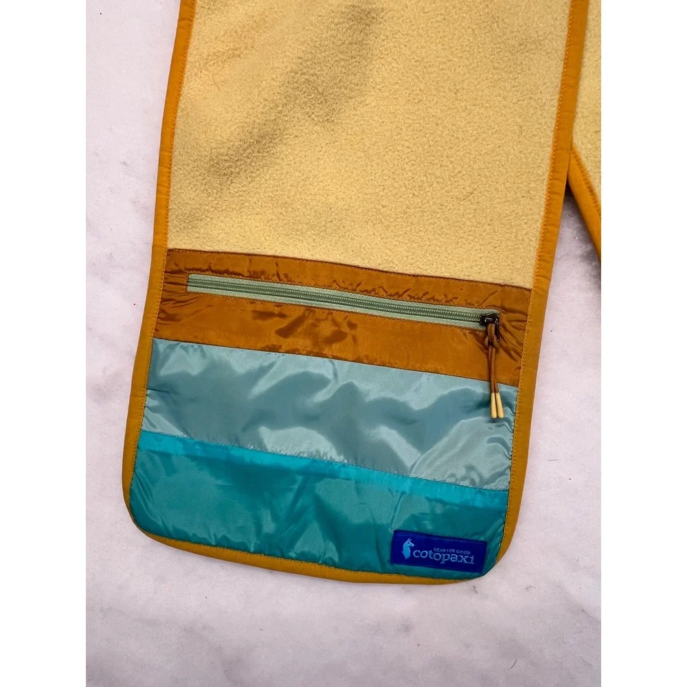 Cotopaxi Teca Fleece Scarf Yellow with Zippered Stash Pocket Multi Color Trim